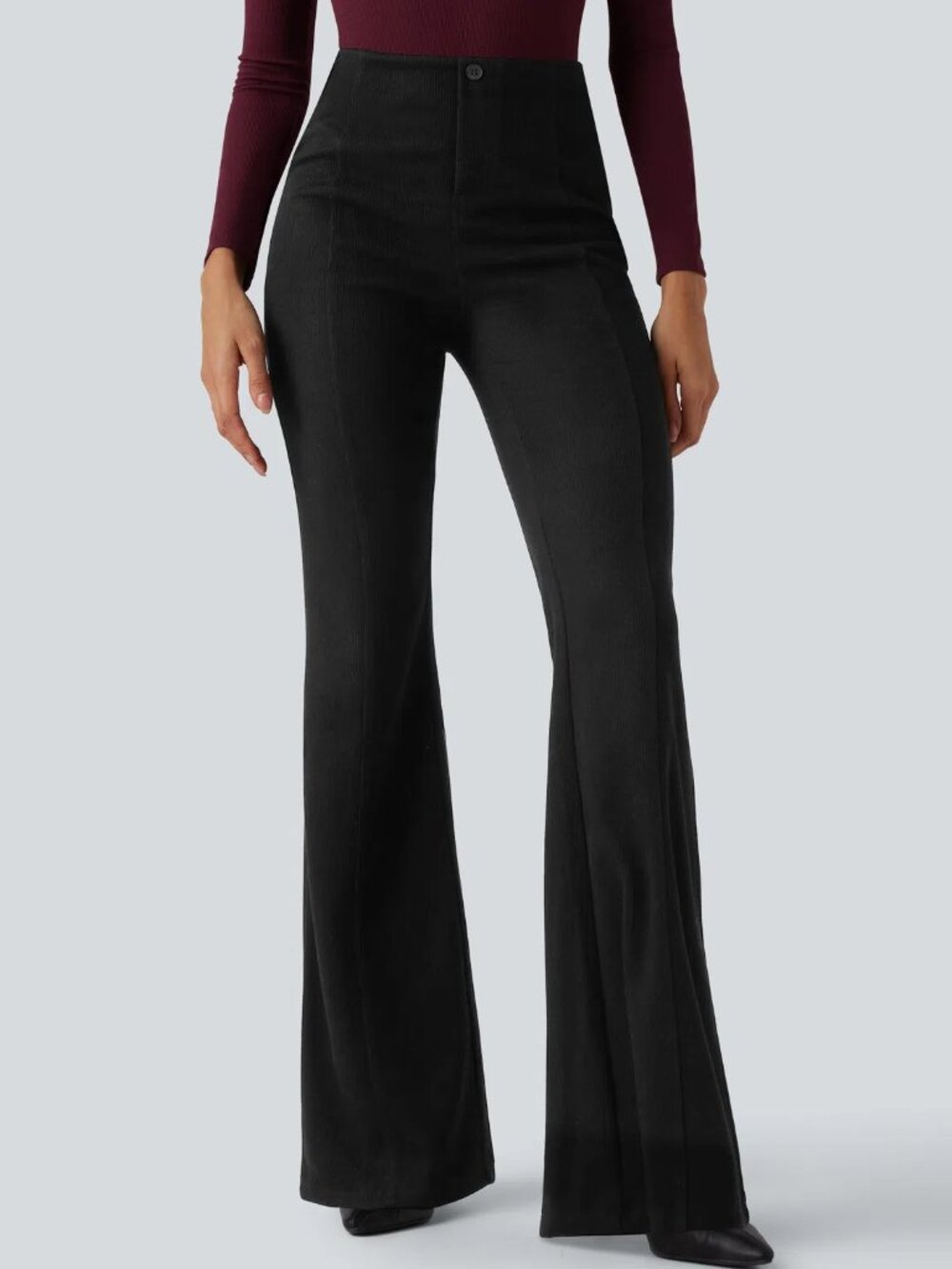 NEW NWT! HALARA RIBBED HIGH WAISTED TUMMY CONTROL CASUAL FLARE PANTS KNIT sz LNO